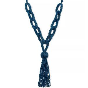 STYLE & CO Seed Bead Link & Tassel Long Lariat Necklace